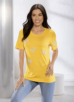 Shirt mit interessanter Perlen- und Strasszier in 2 Farben, 