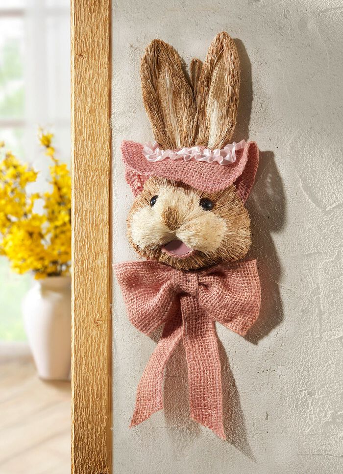 Hasenkopf aus Stroh, Jute und Kunstmaterial 