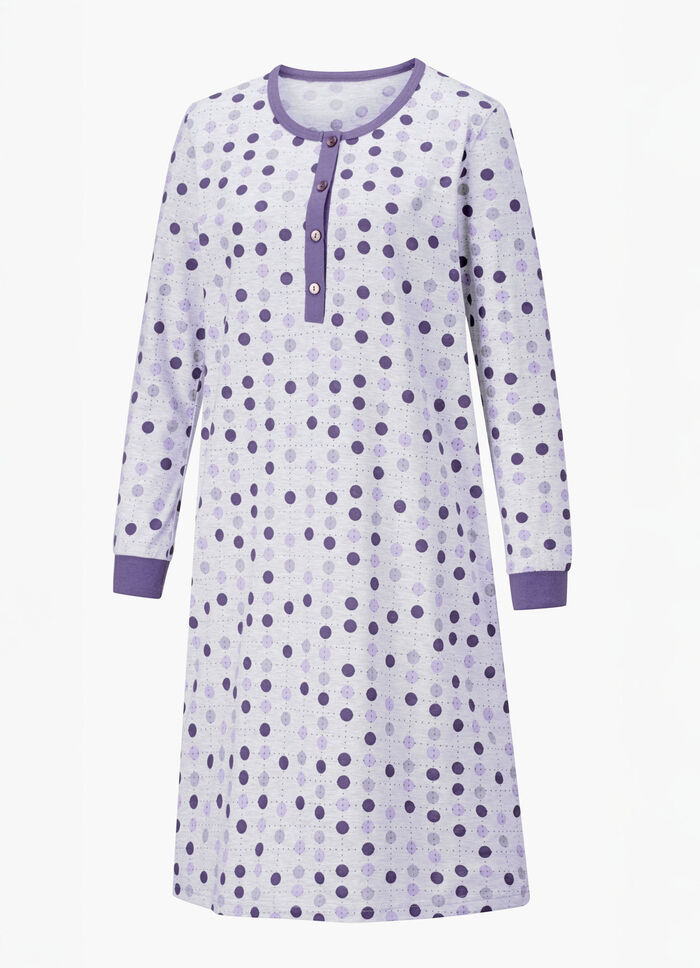 Zweierpack Nachthemden, Langarm mit Knopfleiste und Bündchen FUCHSIA/FLIEDER