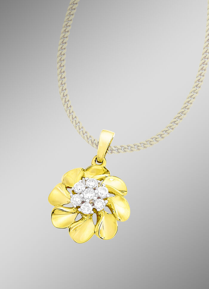 Anh&auml;nger in Bl&uuml;tenform mit 7 Brillanten 