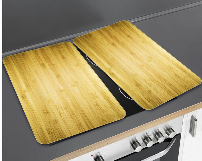 Herdabdeckplatten in Holzoptik, 2er-Set 