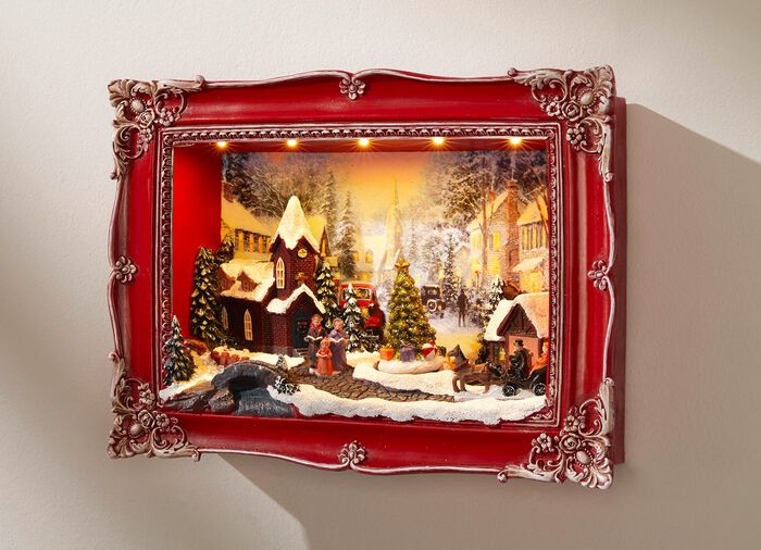 Bild mit LED-Beleuchtung und Weihnachtsmelodien 