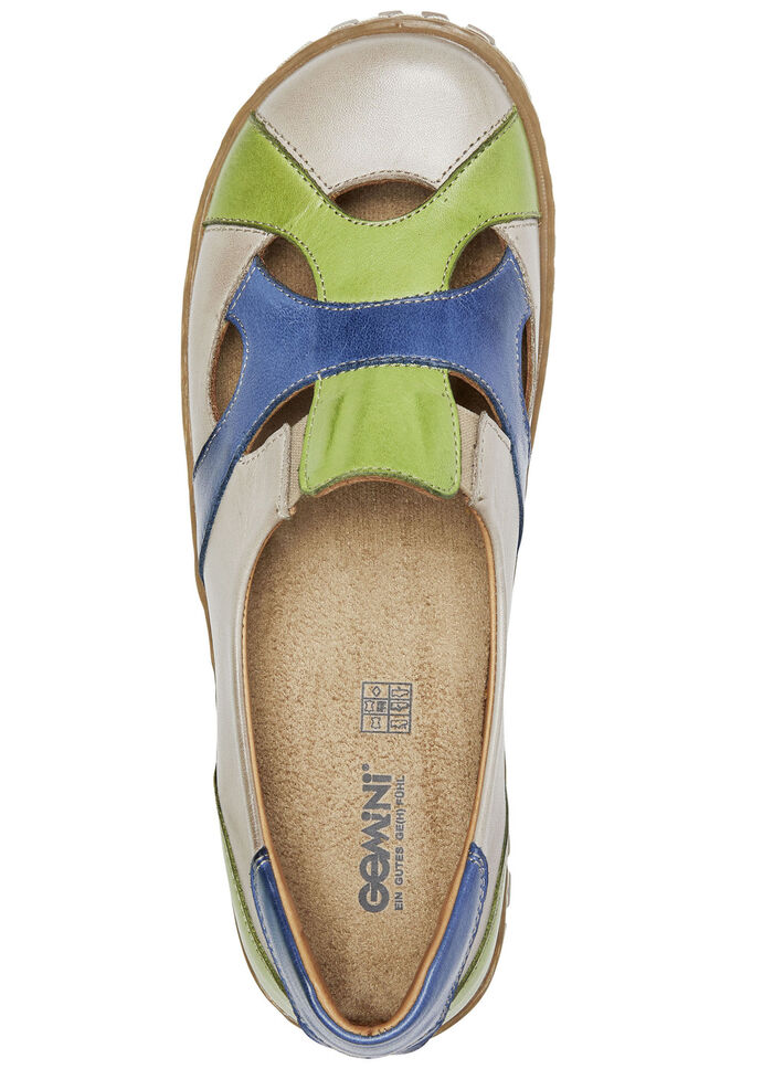 Gemini Slipper aus Rind-Nappaleder TAUPE-GRÜN-BLAU