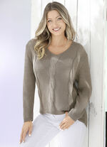 Pullover mit kürzerem Vorderteil TAUPE