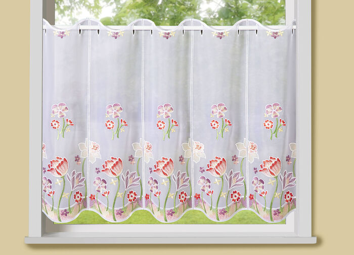 Kurzvorhang mit echter Plauener Stickerei 