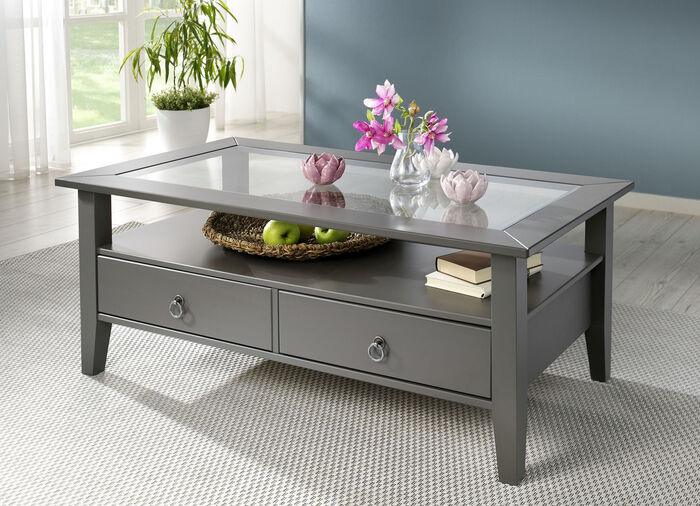 Couchtisch aus massivem Kiefernholz GRAU