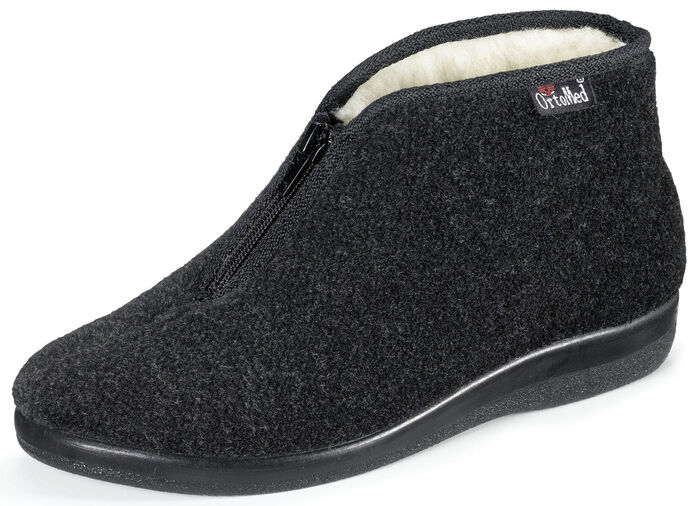 Reissverschluss-Stiefelette aus weichem Textilmaterial SCHWARZ