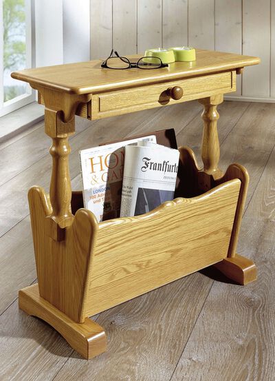 Zeitungstisch aus massivem Eichenholz 
