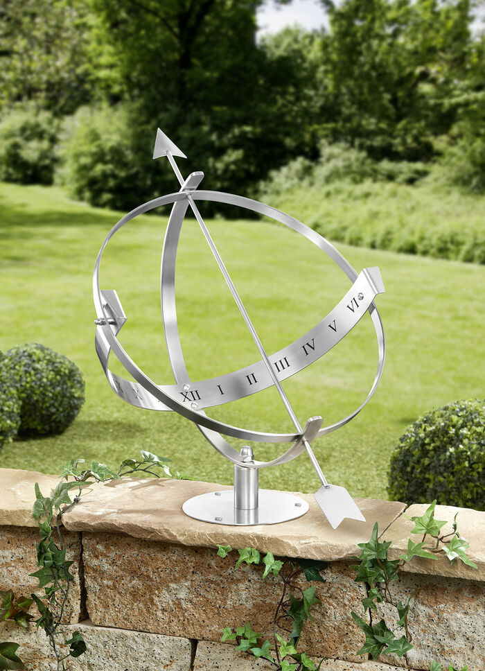 Sonnenuhr aus wetterfestem, rostfreiem Edelstahl 