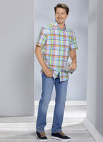 Kariertes «King's Road»-Hemd TÜRKIS-LIMETTE-BUNT KARIERT