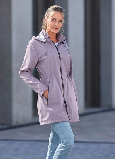 Longjacke mit abnehmbarer Kapuze 