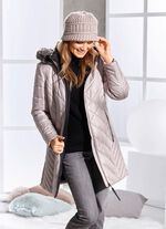 Kurzmantel mit abnehmbarem Kunstpelz-Besatz CAPPUCCINO