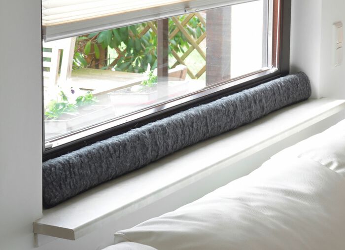 Schurwoll-Zugluftstopper f&uuml;r Fenster ANTHRAZIT