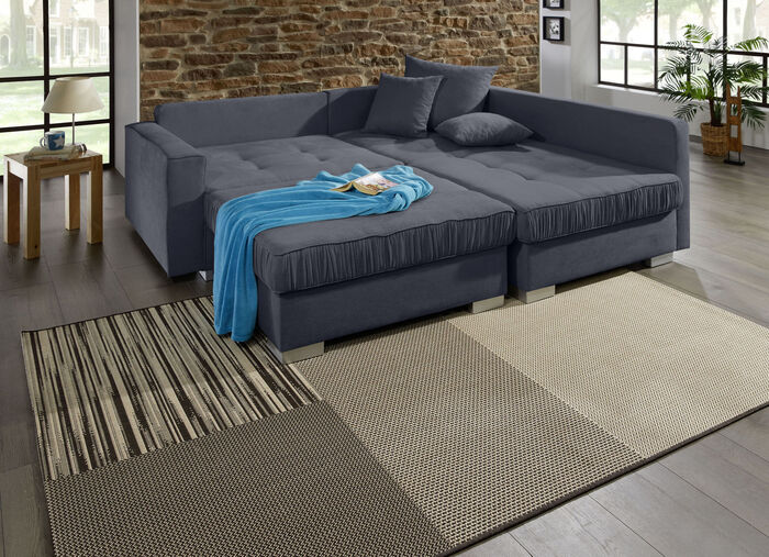 Ansprechende Polsterecke mit Hocker ANTHRAZIT