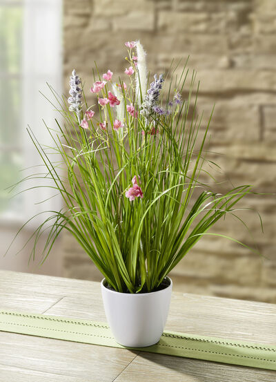 Grasbusch mit Blüten 