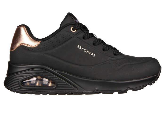 SKECHERS, bequeme Damen-Sneaker, mit sichtbarem Luftpolster SCHWARZ-GOLD