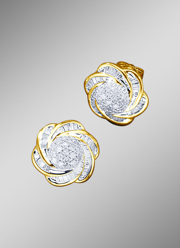 Ohrstecker mit Brillanten und Baguette-Diamanten 