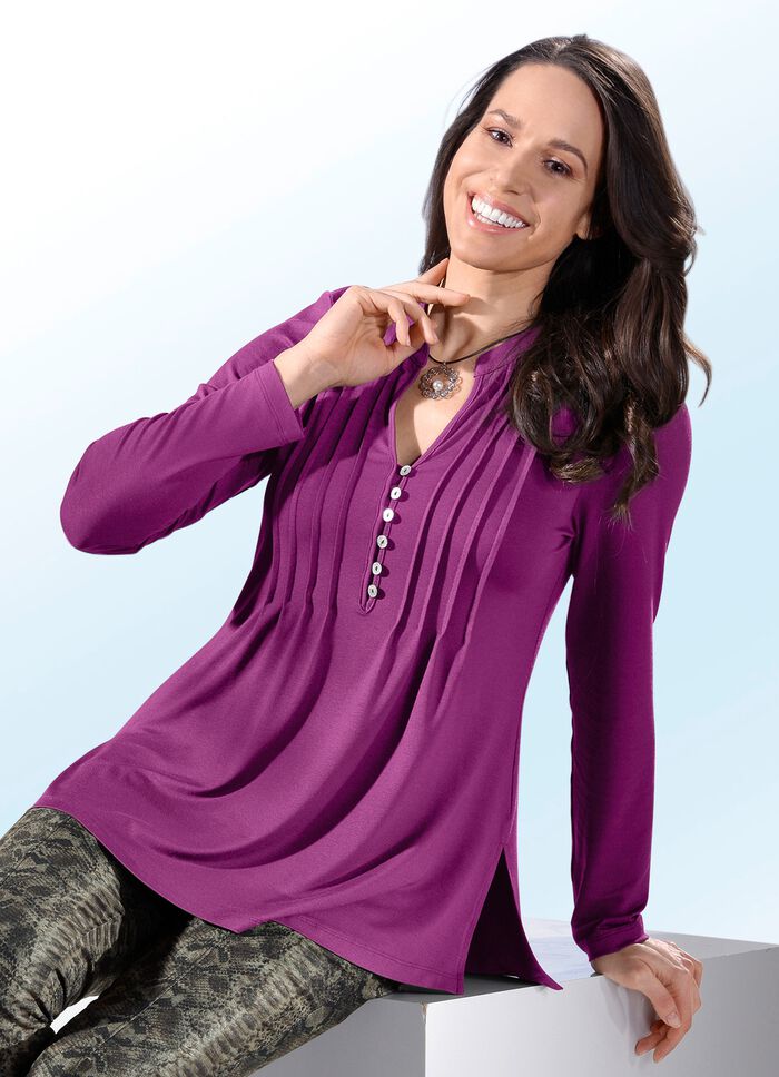 Shirt-Tunika mit Schmuckknopfleiste 