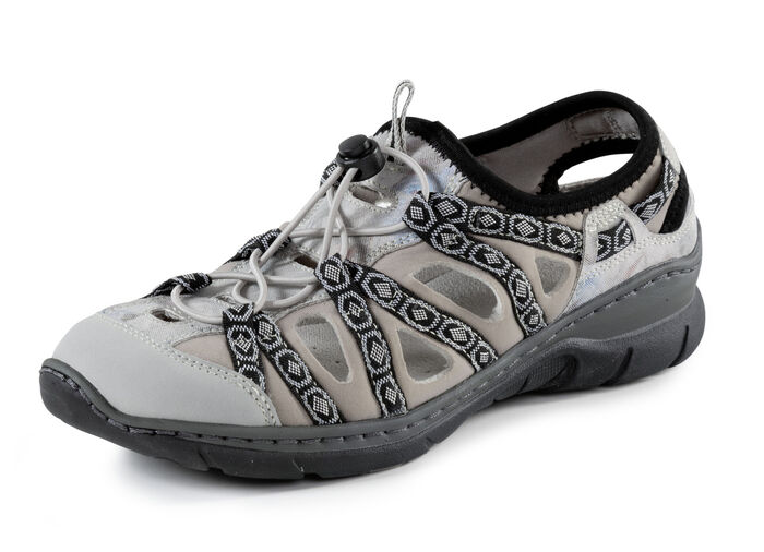 ELENA EDEN Sandale mit Textilbordüre GRAU-TAUPE