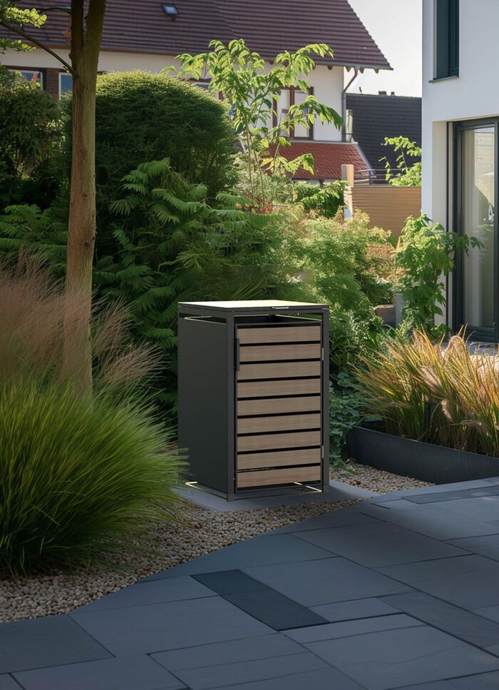 M&uuml;lltonnenbox &laquo;Lacina&raquo;, T&uuml;ren in Holzoptik 