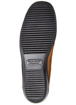 Waldläufer, bequeme Damen-Slipper, Weite H, mit herausnehmbarem Fussbett COGNAC-BLAU