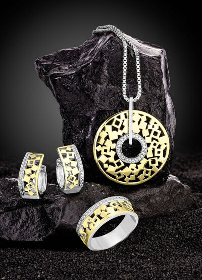 Schicker Anh&auml;nger in Bicolor mit Zirkonia 