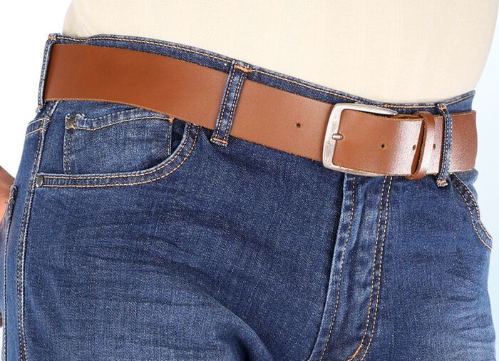 Trendiger Herren-G&uuml;rtel, aus Leder, 4 cm breit COGNAC