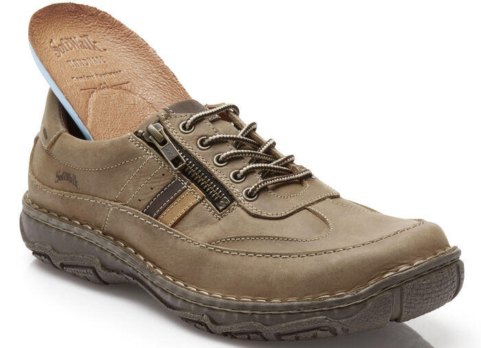 Schnürschuh mit Kontrast-Besätzen NATURBRAUN