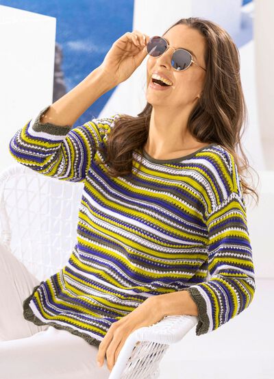 Pullover mit aufwendigen Wellenabschl&uuml;ssen 