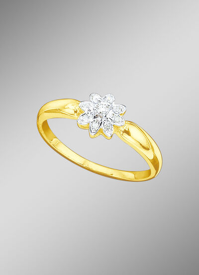 Damenring mit Brillant und Diamanten 