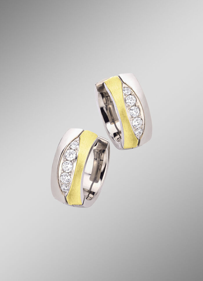 Klappcreolen in Bicolor mit synth. Zirkonia 