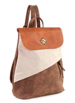 Rucksack mit &Uuml;berschlag und Drehschloss BRAUN-BEIGE