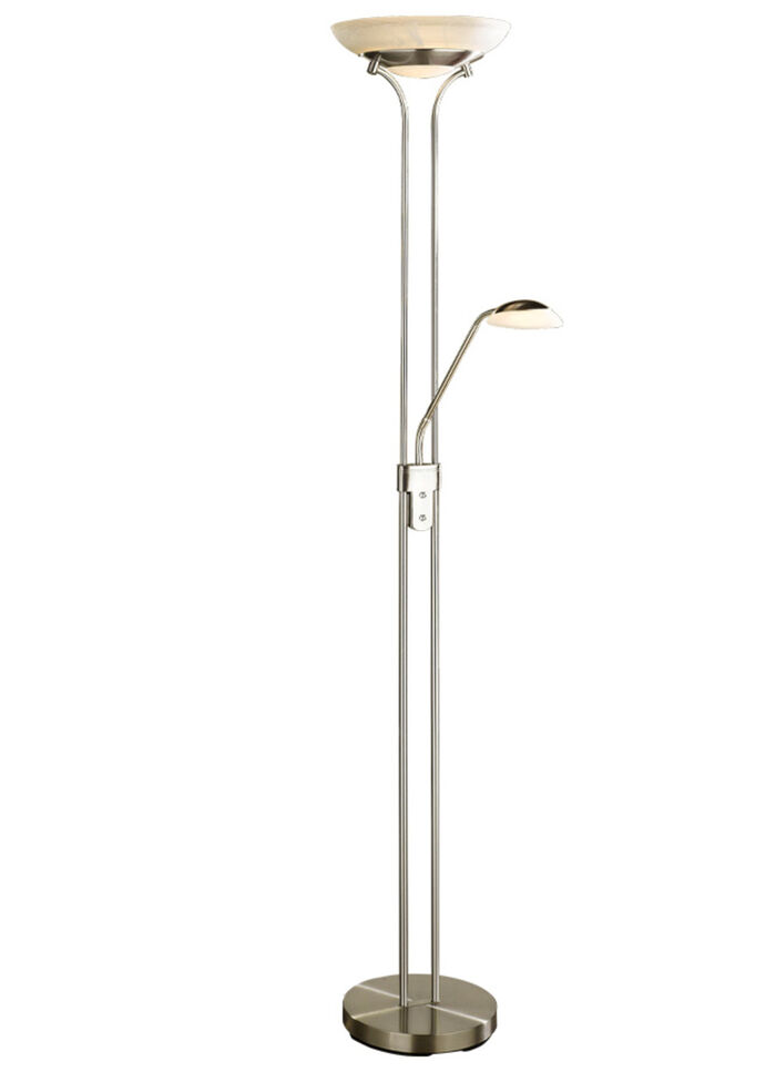 LED-Deckenfluter mit Lesearm und Dimmer NICKEL