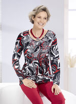Shirt mit abgerundetem V-Ausschnitt , 