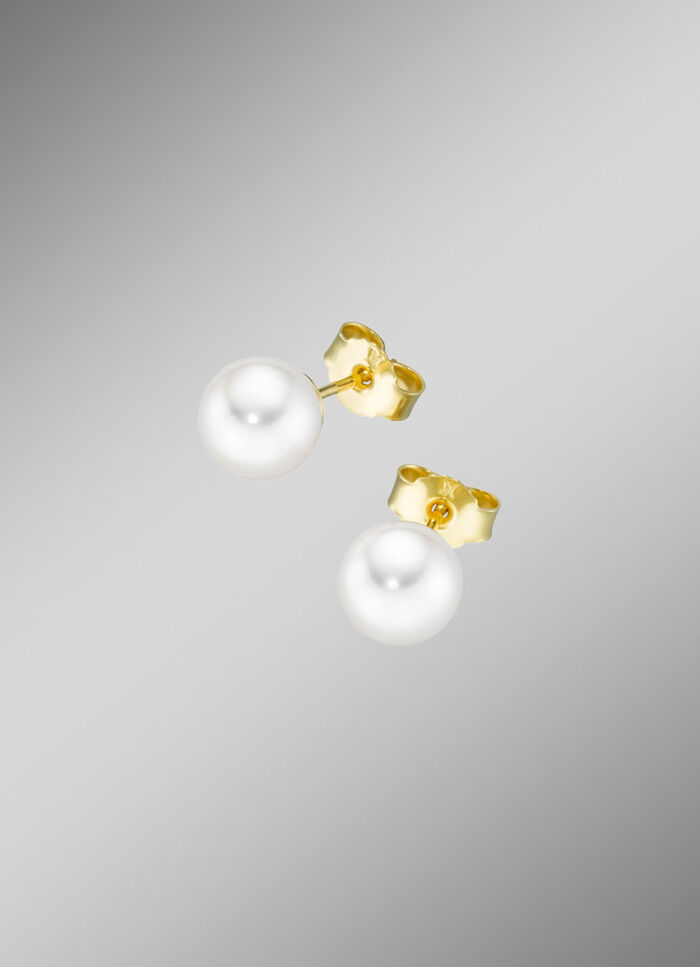Elegante Ohrstecker aus Gold mit Akoya-Perlen 
