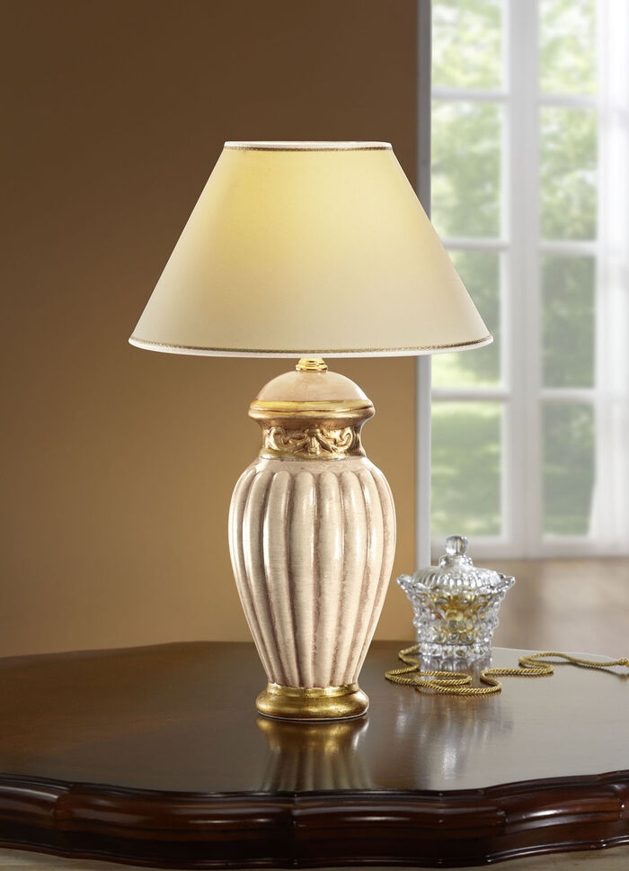 Tischlampe mit echter Blattgoldauflage BEIGE-GOLD