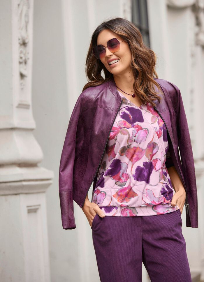 Kurzjacke aus Veloursleder-Imitat 