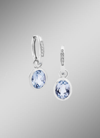 Schicke Ohrringe mit beh. Blautopas und synth. Zirkonia 