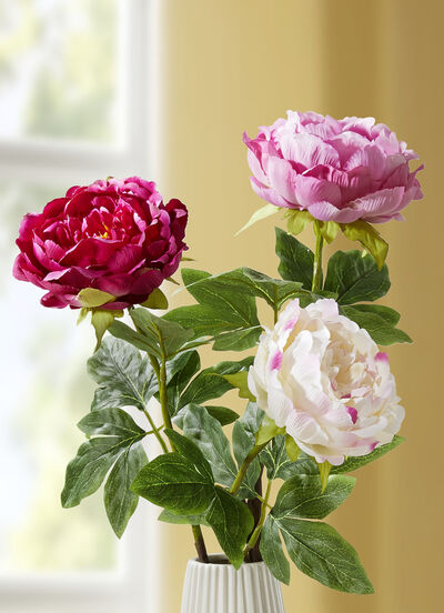 Päonien-Blumen aus hochwertigem Kunst- und Textilmaterial im 3er-Set 