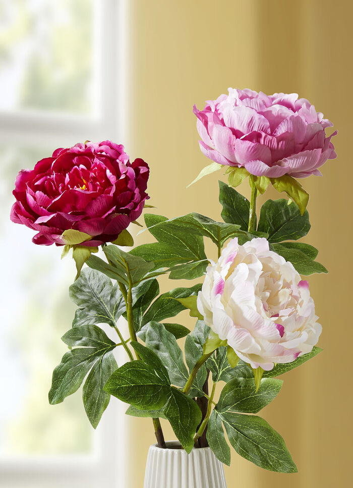 Päonien-Blumen aus hochwertigem Kunst- und Textilmaterial im 3er-Set 