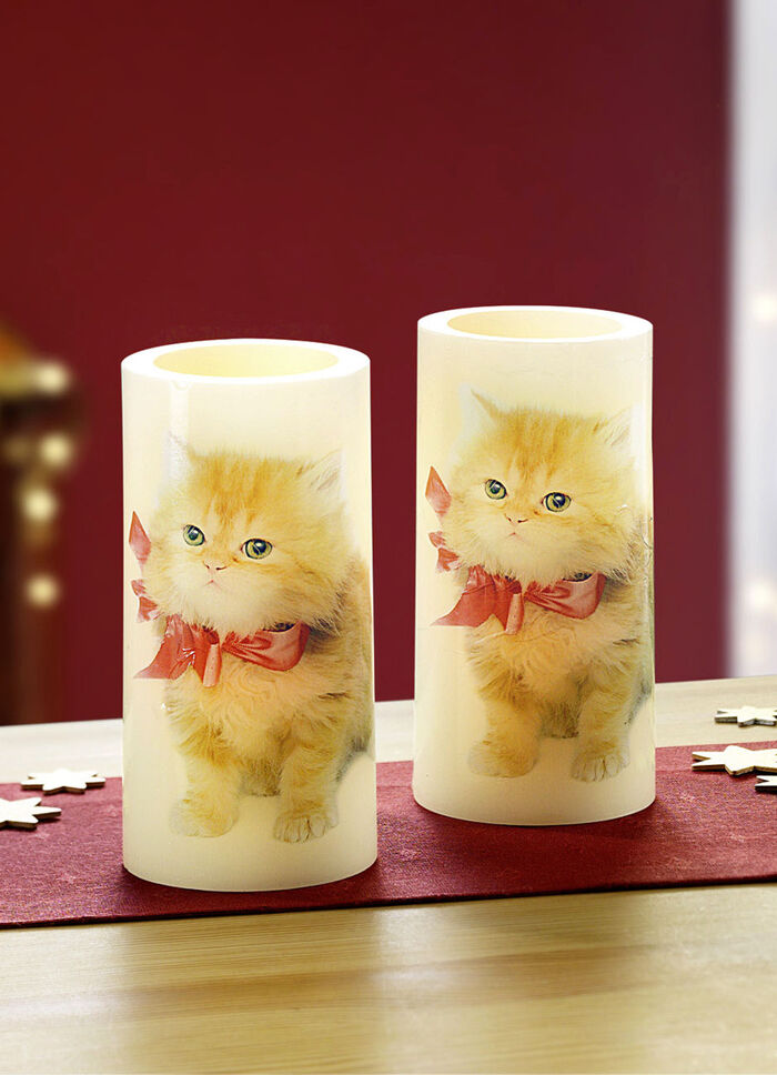 LED-Echtwachskerzen, 2er-Set 