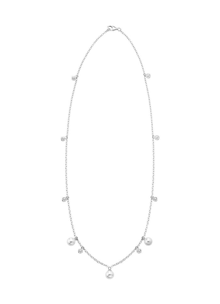Halskette mit S&uuml;sswasser-Zuchtperlen und synth. Zirkonia 
