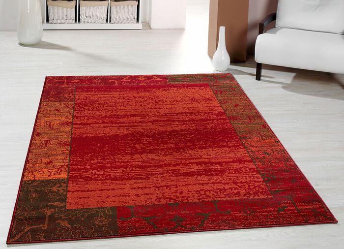 Brücken und Teppiche mit zeitlos schön verzierter Bordüre ROT