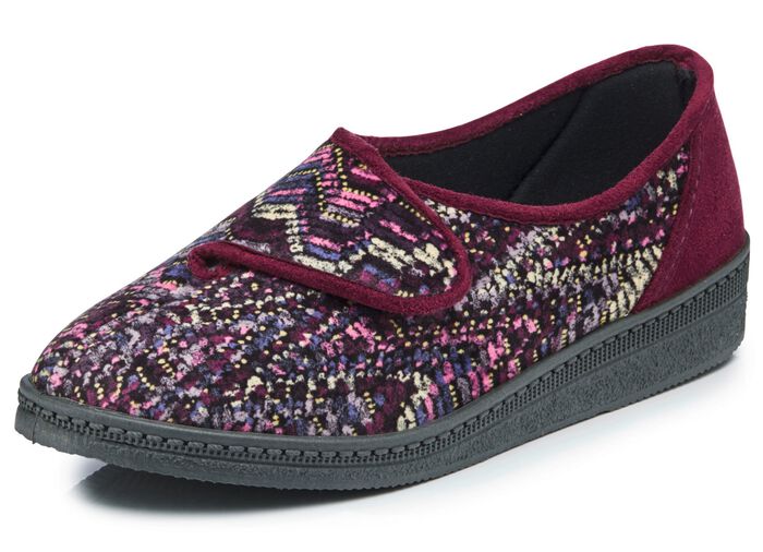 Klassische Damen-Hausschuhe, Weite H, mit Klettverschluss 