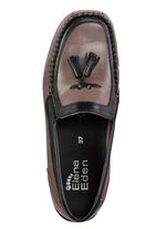 ELENA EDEN, klassische Damen-Slipper, mit herausnehmbarem Fussbett TAUPE-SCHWARZ