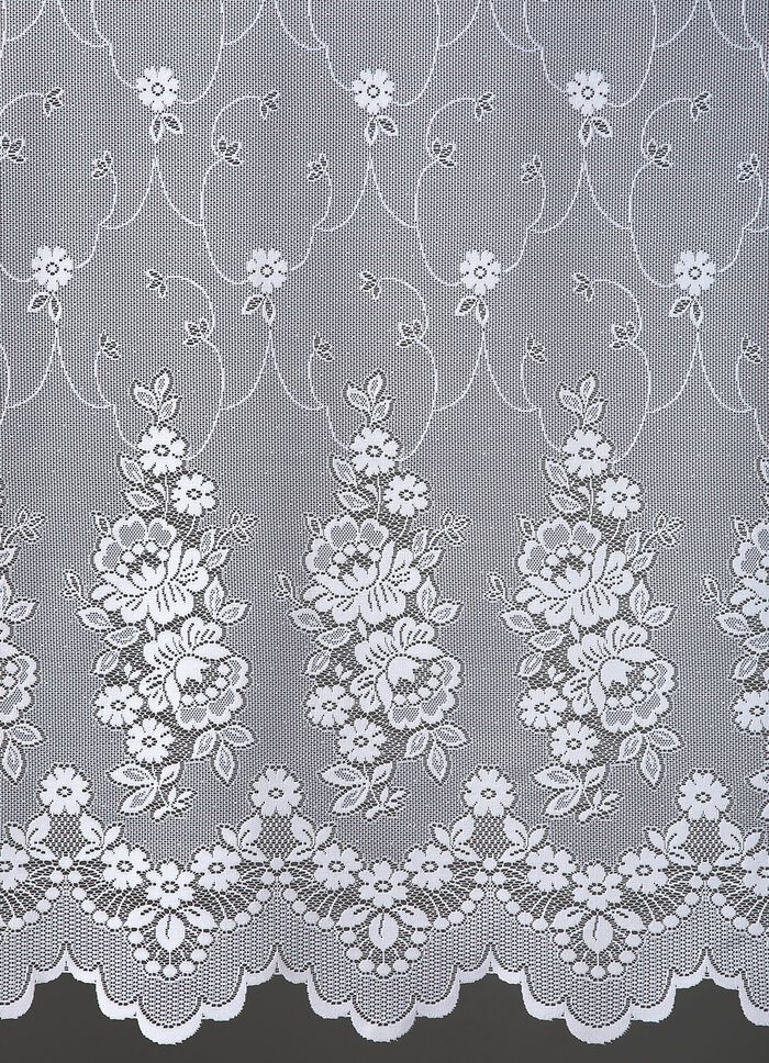 Vorhang Blumen mit Universalschienenband WEISS