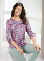 Shirt mit Allover-Druck in 2 Farben BORDEAUX-SALBEI-ROSE