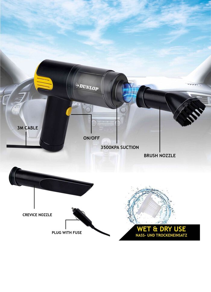 &laquo;Dunlop&raquo; 12-V-Autostaubsauger 