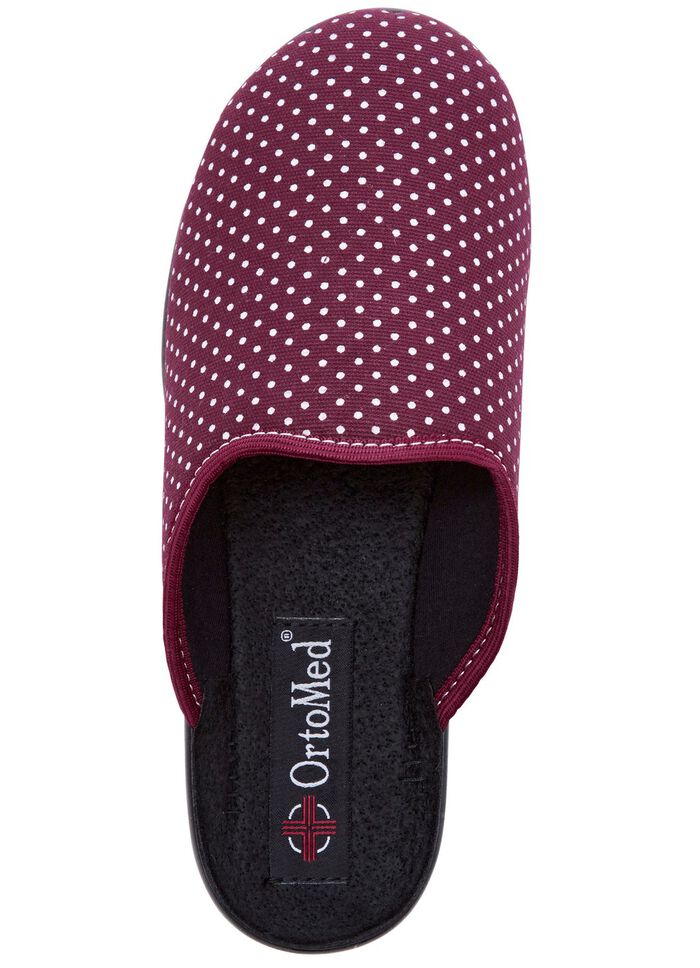 Zweierpack Pantoffeln aus gepunktetem Textilmaterial 1x BORDEAUX 1x SCHWARZ