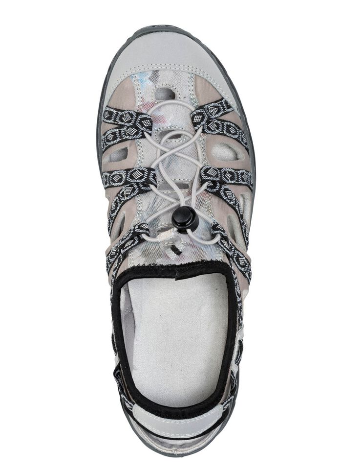 ELENA EDEN Sandale mit Textilbord&uuml;re GRAU-TAUPE